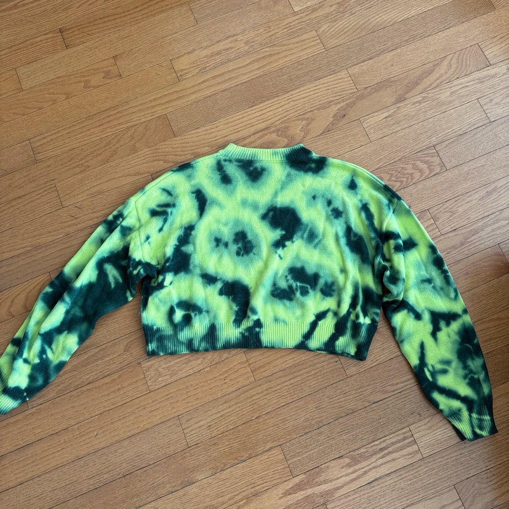 Tie-Dye Green and Yellow Women's Sweater